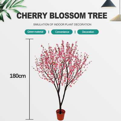 Plastic Artificial Cherry Blossom Tree Decoration Plant For Reception Center
