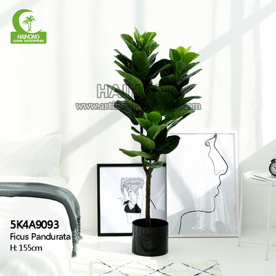 Factory Wholesale 155cm Artificial Silk Fiddle Leaf Fig Tree Green Plant For Indoor Decor