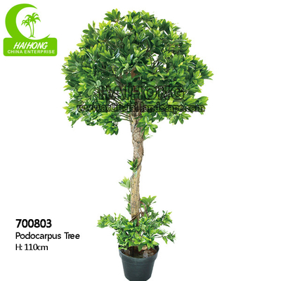 Anti Fading Aesthetic 110cm Artificial Podocarpus Tree With Pot