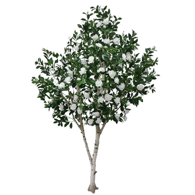 200cm Artificial Green Camellia White Flowers For Hotel Exhibition Decor