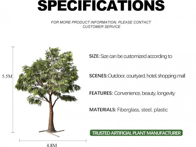 Anti UV Artificial Babul Trees For Outdoor Landscape Evergreen 5.5 Meters Fiber Glass 3