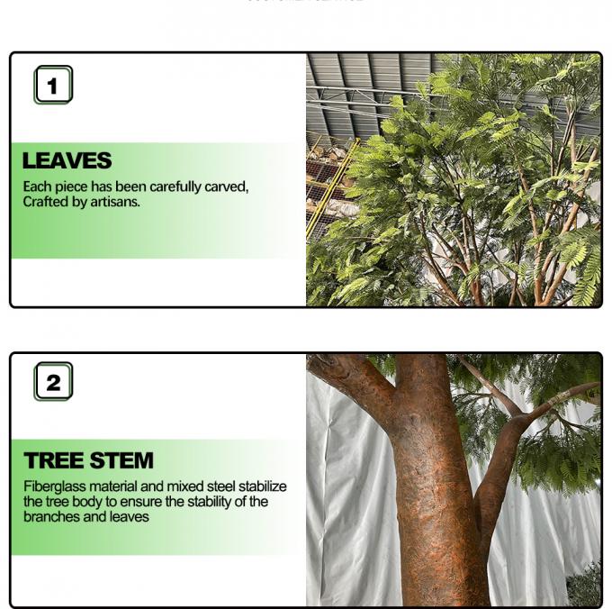 Anti UV Artificial Babul Trees For Outdoor Landscape Evergreen 5.5 Meters Fiber Glass 5