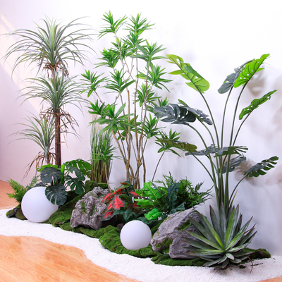 No Caring Artificial Landscape Trees With Lily Bamboo Monstera Small Plants Evergreen