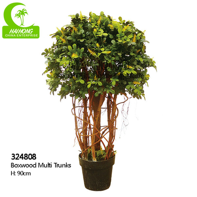 lifelike 90cm Artificial Boxwood Topiary Outdoor With Multi Nature Trunk