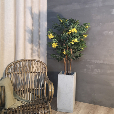 Indoor Potted Plant Artificial Cassia Flowering Tree For Ornament