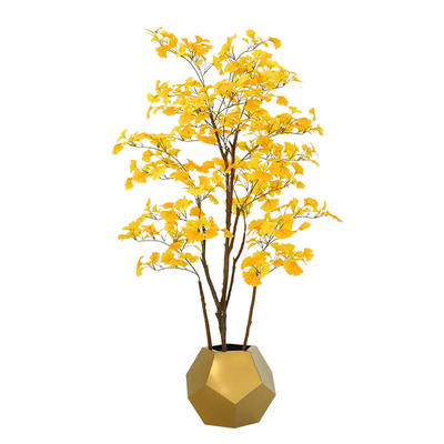 ODM Golden Color Artificial Ginkgo Tree For Exhibition Yellow Leaf