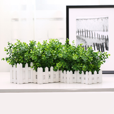 Mini Artificial Potted Floor Plants Plastic Eucalyptus Set For Desk Decoration