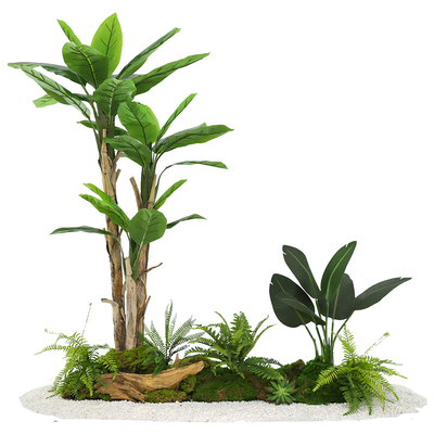 Lifelike Artificial Banana Tree Landscaping Projects For Indoor Decoration Exibition Hall