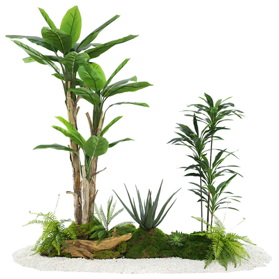 Lifelike Artificial Banana Tree Landscaping Projects For Indoor Decoration Exibition Hall