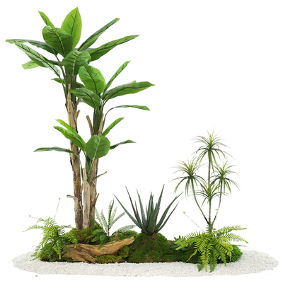 Lifelike Artificial Banana Tree Landscaping Projects For Indoor Decoration Exibition Hall