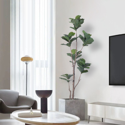 Faux Indoor Plants 160cm 185cm Faux Fiddle Leaf Fig Plant​ Fake Tree Indoor House Potted Plant For Home Office Decoration