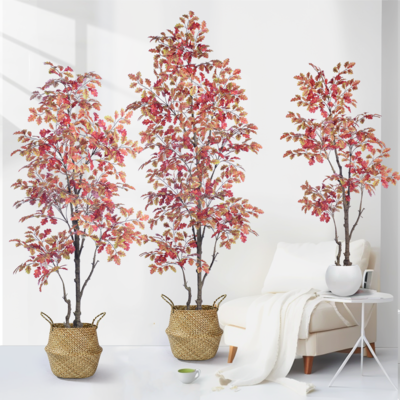 Autumn Oak Tree Artificial Plant in Pot - 160cm / 185cm / 210cm | Realistic Faux Tree for Home & Office Decor | Haihong Factory Direct