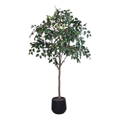 Realistic D-Style Artificial Stereo Ficus Tree | Custom Flame Retardant & UV Resistant Fake Banyan Plant, 120/140/180cm, Uniform Packaging with Black Pot for Commercial & Home Interior Decor