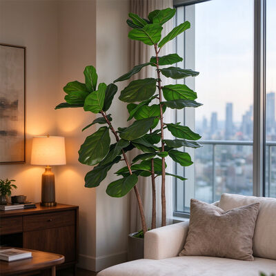 Artificial Fiddle Leaf Fig Tree 150cm 180cm 210cm Faux Ficus Lyrata Large Fake Plant for Home Office Decor