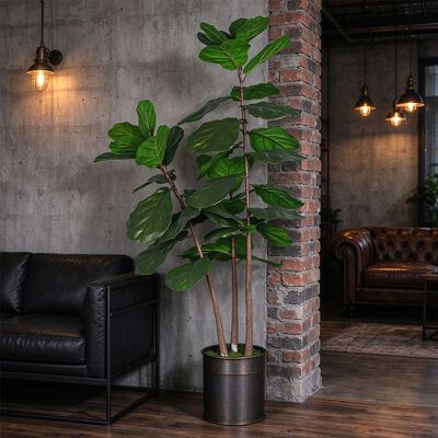 Artificial Fiddle Leaf Fig Tree 150cm 180cm 210cm Faux Ficus Lyrata Large Fake Plant for Home Office Decor