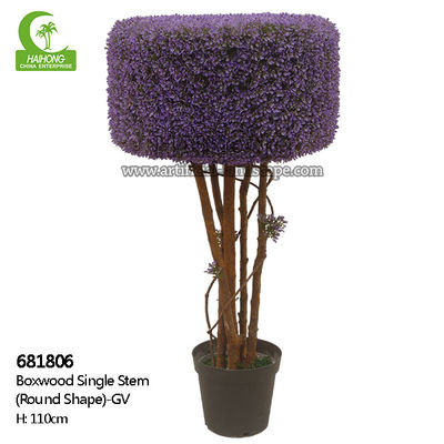 Wiind Resistance 110cm Artificial Boxwood Tree , Fake Topiary Plants Round Shape