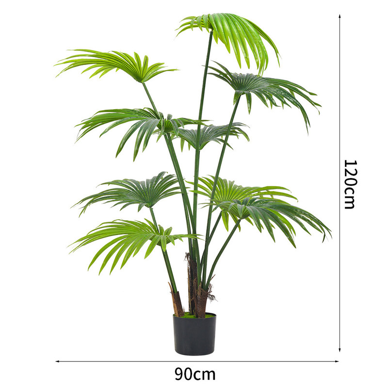 Green Palm Artificial Landscape Trees Potted Plants 120cm With Black