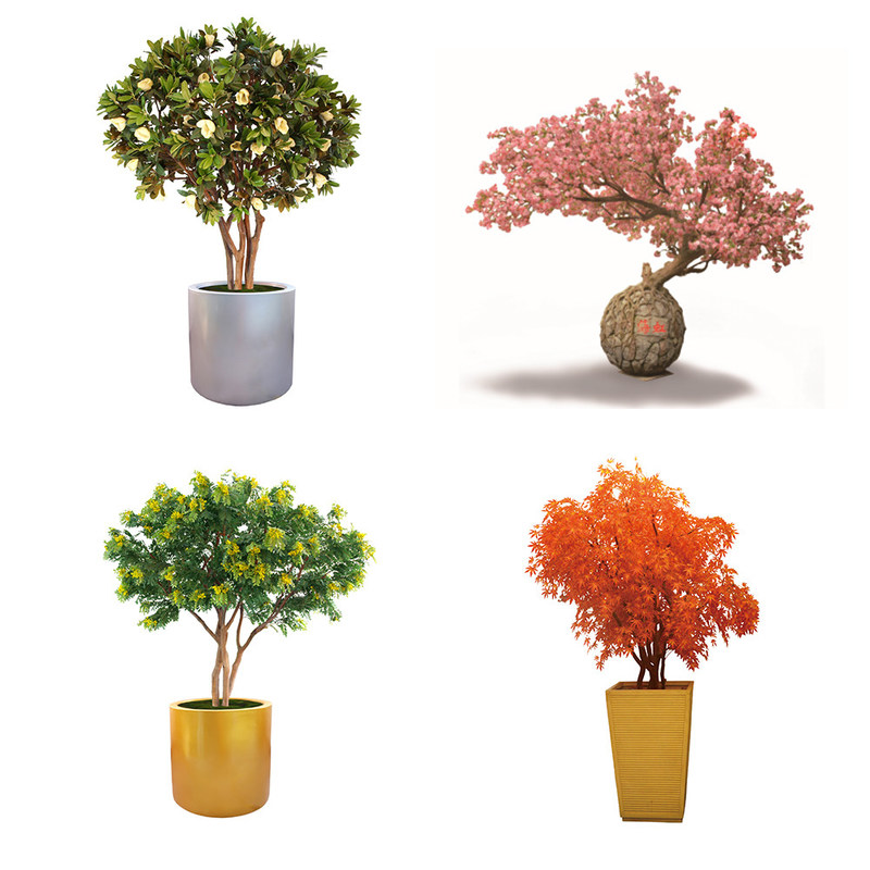 Indoor And Outdoor 200cm High Artificial Red Maple Tree For Courtyard