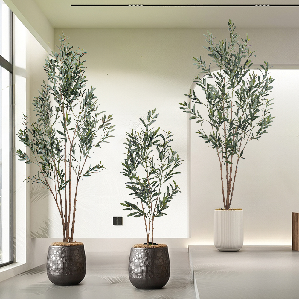 Multi-pole 7ft Artificial Olive Tree - Tall Faux Olive Trees Artificial ...