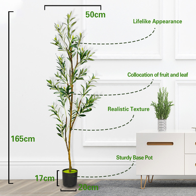 Olive Tree Rain Forest Style Artificial PE Bonsai 165cm Green Fire Retardant