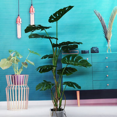 Potted Indoor Plastic Artificial Monstera Plant For Dining Room Decoration