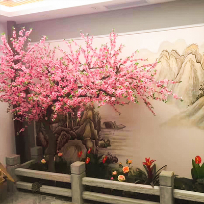 Garden Ornament Fake Bonsai Tree White Pink Flower Sakura Tree