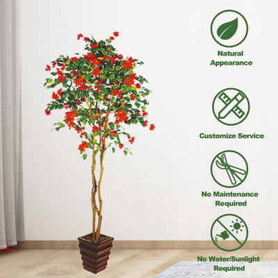 Eco Friendly Azalea Artificial Flower Tree For Bedroom Decoration