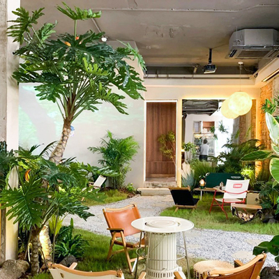 270cm Artificial Landscape Trees L Shape Split Philo Office Decoration Floor Plant