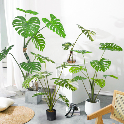 Handmade Plastic Artificial Monstera Plant Wind Resistance