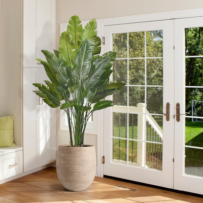 Large Real Touch Artificial Traveler's Banana Tree | Lifelike Faux Traveler's Palm Tree for Tropical Indoor & Office Decor