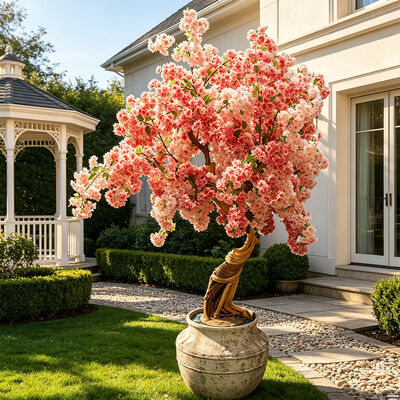 Artificial Cherry Blossom Tree Real Wood Trunk Silk Sakura Flower Tree for Wedding Decoration Indoor Outdoor