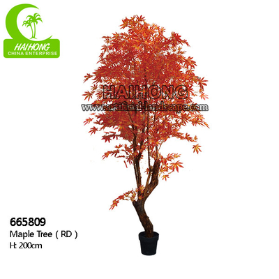Indoor And Outdoor 200cm High Artificial Red Maple Tree For Courtyard